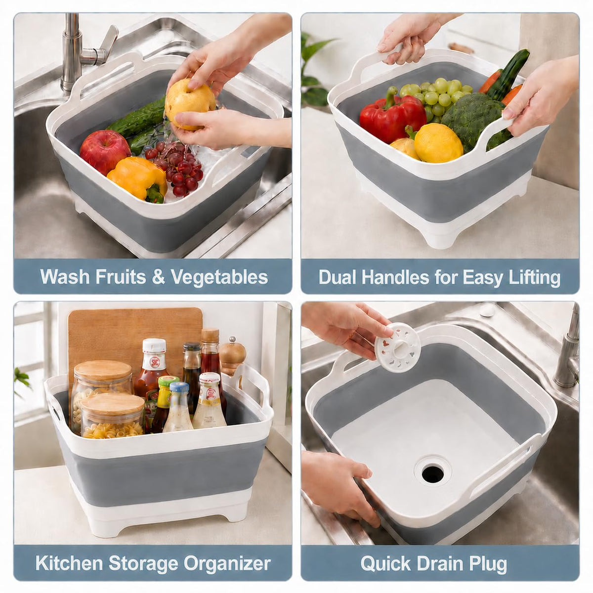 Collapsible Dish Sink Storage Basket 9L