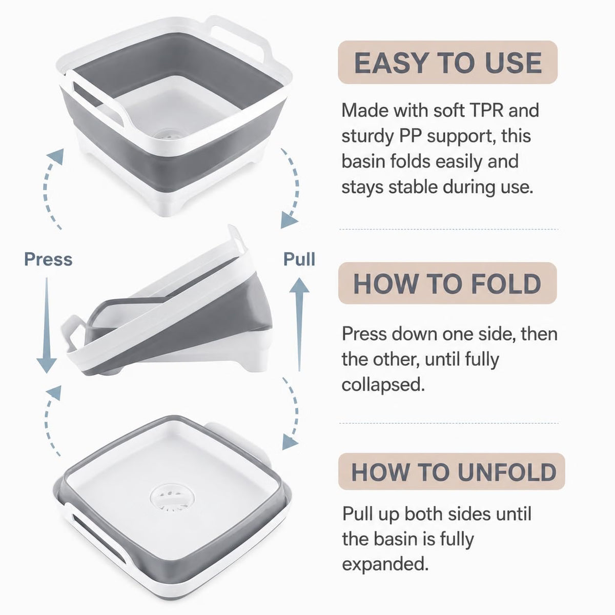 Collapsible Dish Sink Storage Basket 9L
