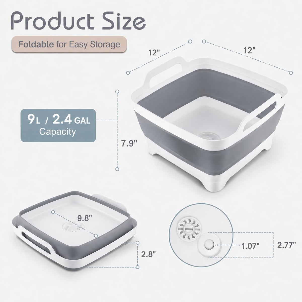 Collapsible Dish Sink Storage Basket 9L